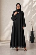 Zahra Elegant Lace Trim Abaya Set