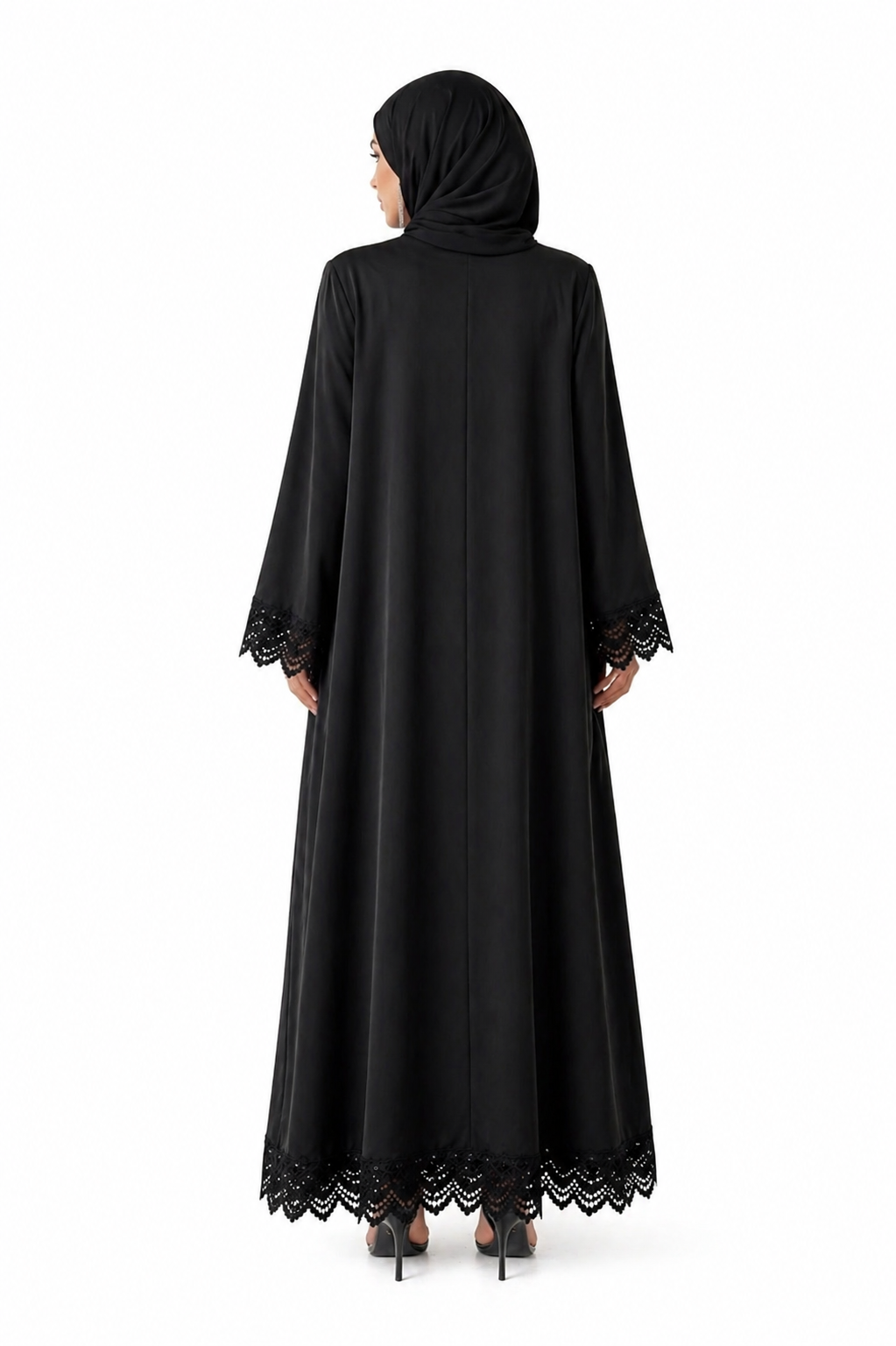 Zahra Elegant Lace Trim Abaya Set