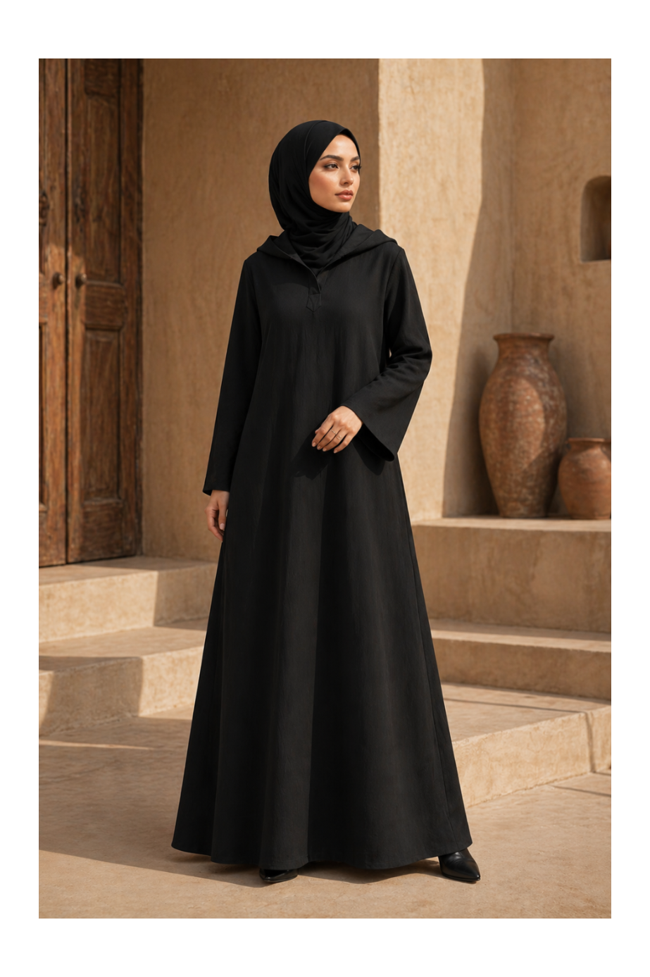 LunaEase Hooded Dress Abaya