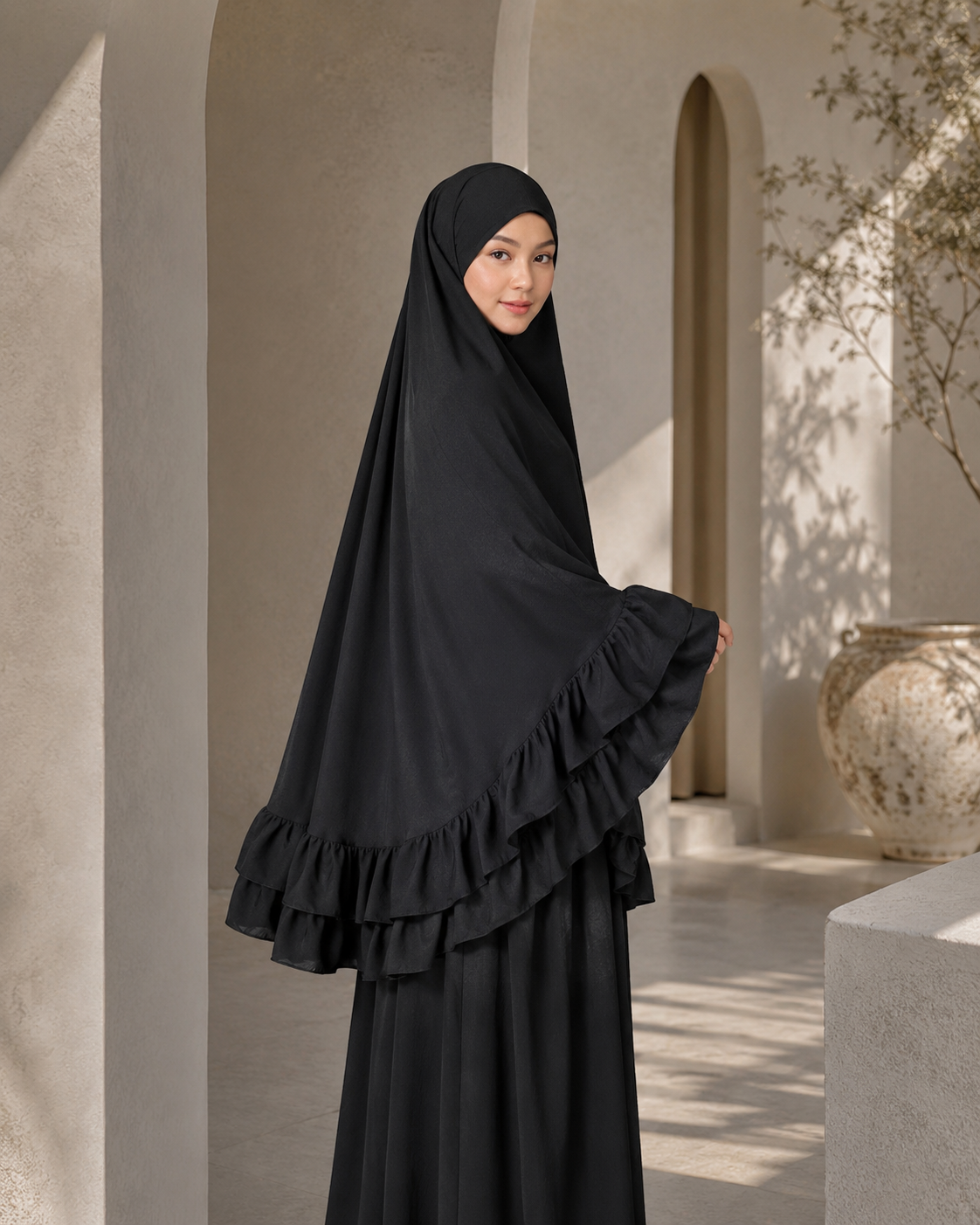 Ruffle Khimar Set